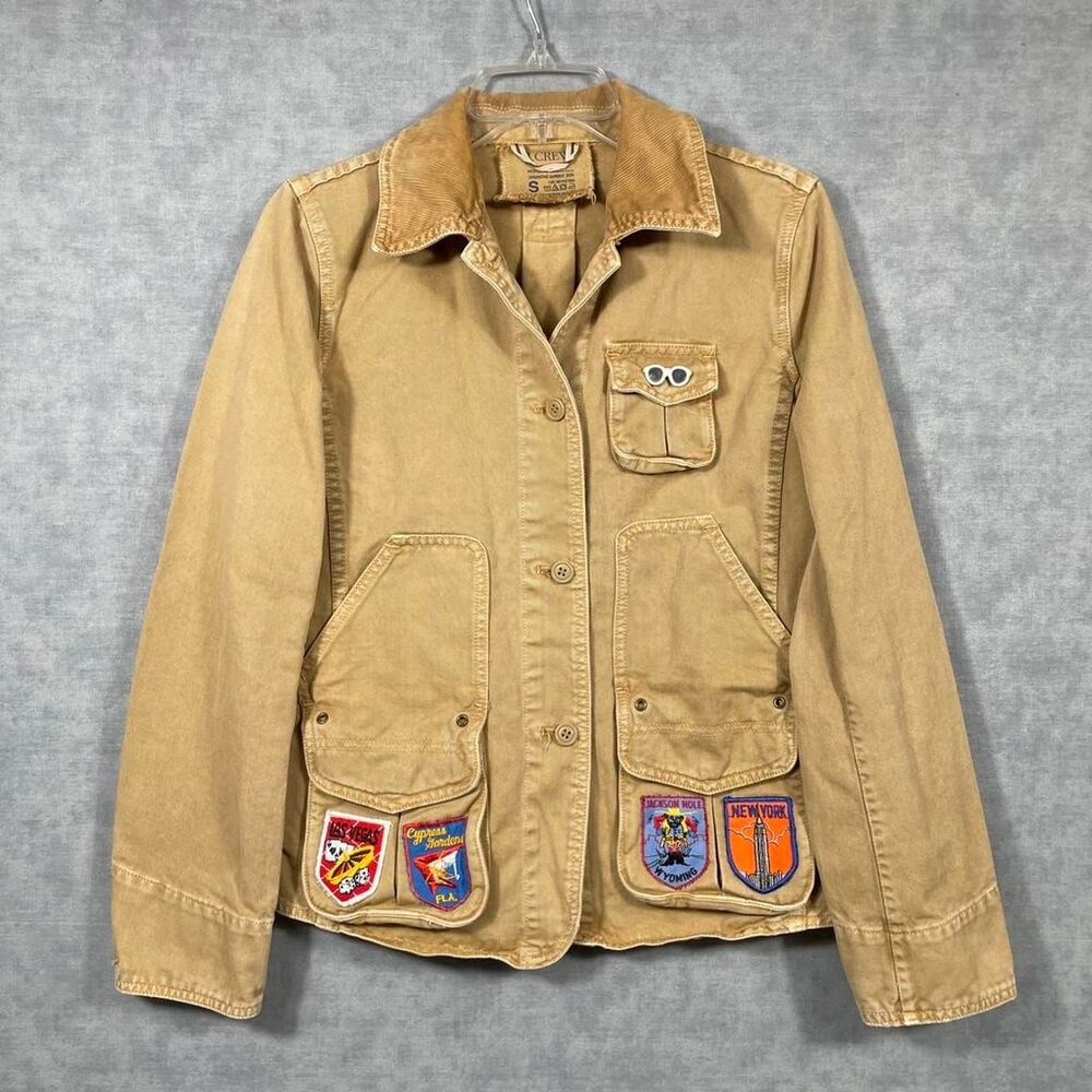 Vintage 2004 J. Crew Canvas Barn Jacket with Custom Souvenir Patches.